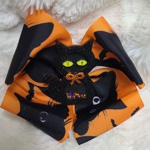 Black cat jumbo hair bow